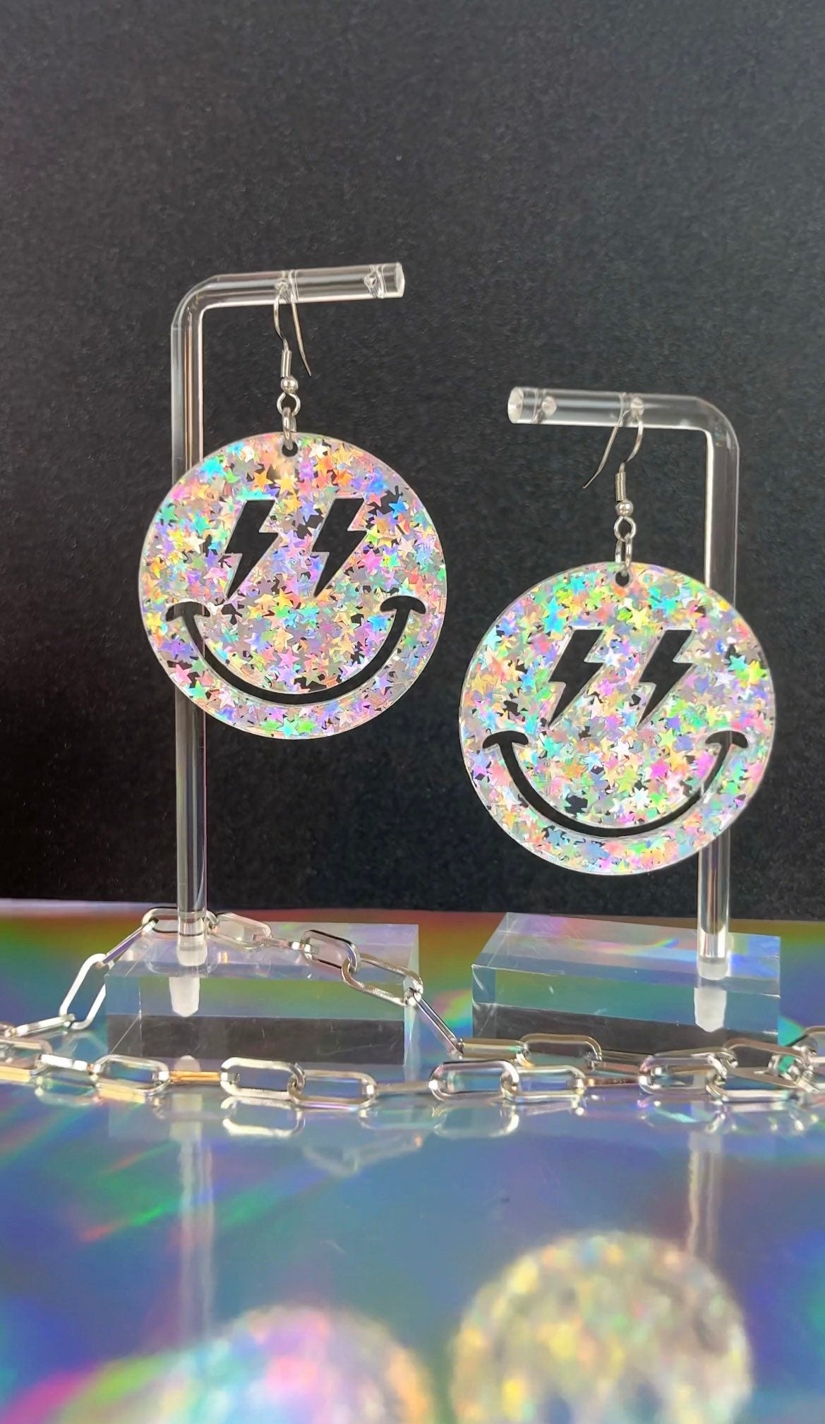 Glitter Smiley Face Earrings