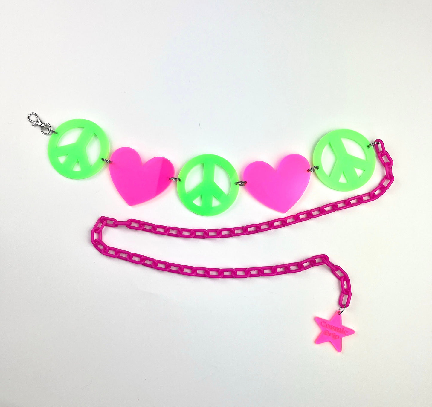 Peace and Love Belt (Green and Pink)