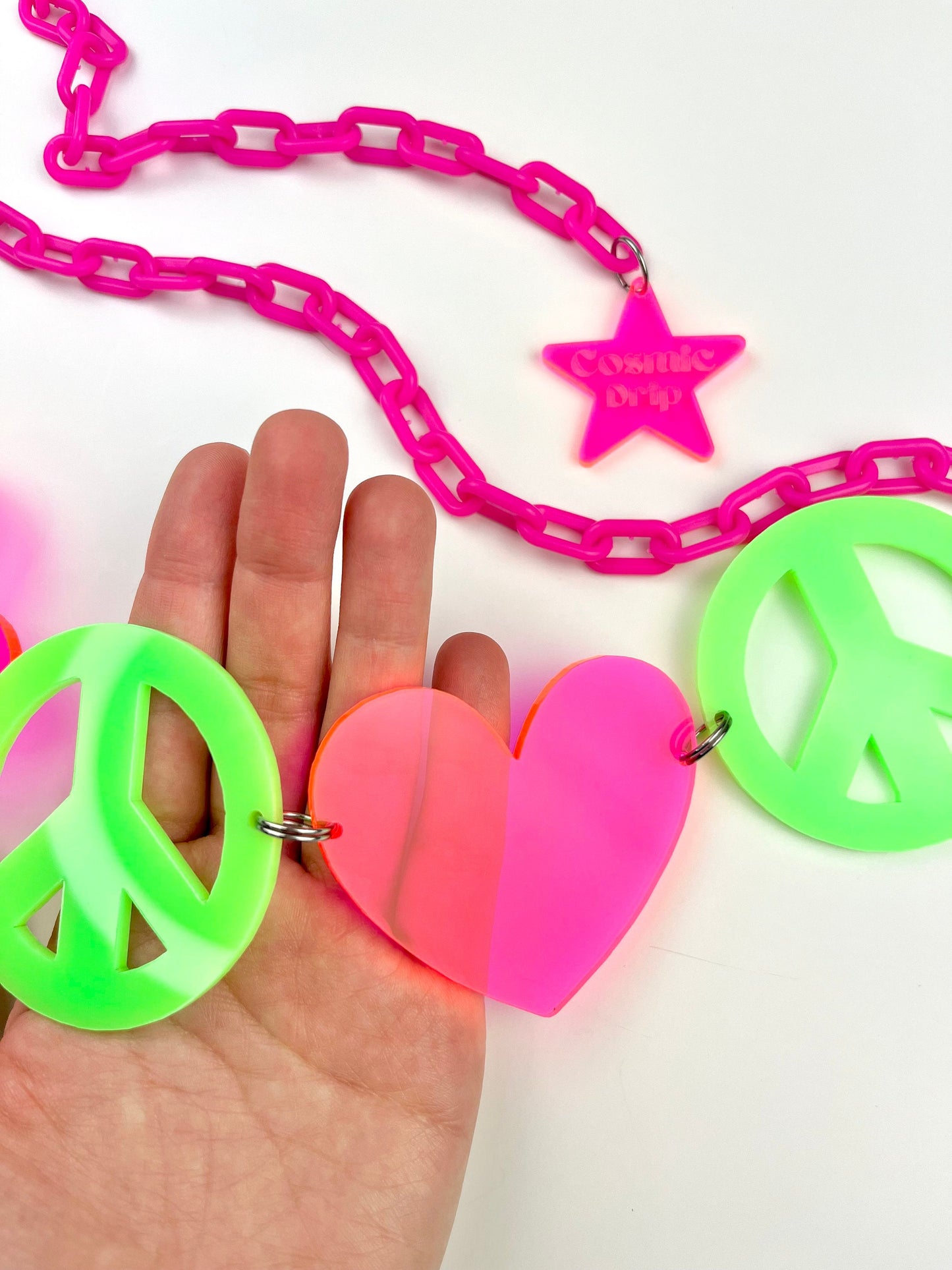 Peace and Love Belt (Green and Pink)