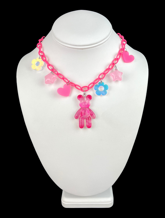 Pink Gummy Bear Charm Necklace