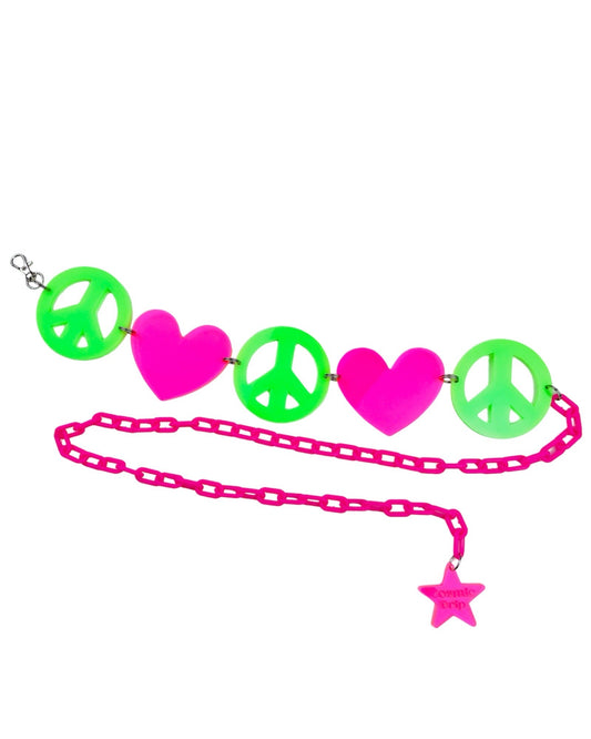 Peace and Love Belt (Green and Pink)