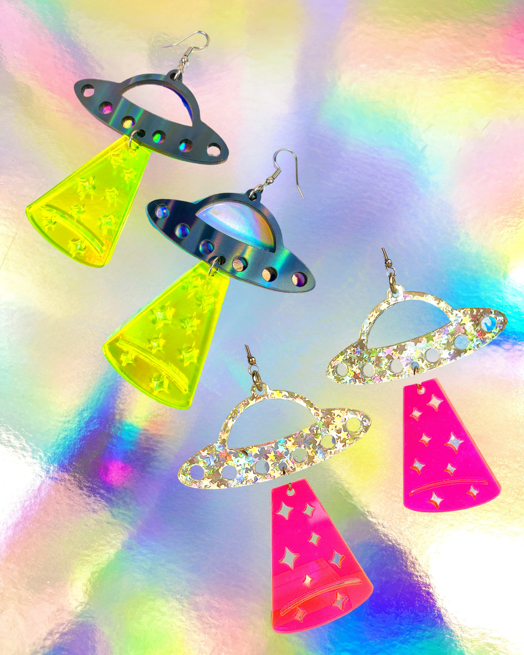 UFO Alien Beam Earrings