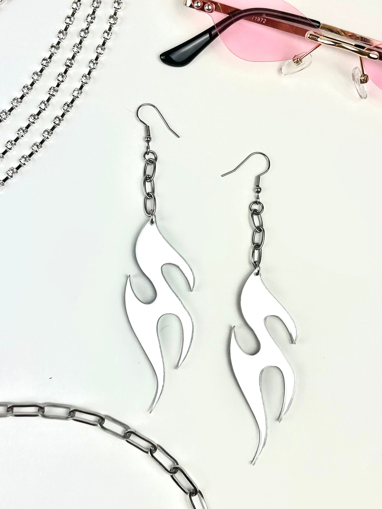 Chrome Flame Earrings