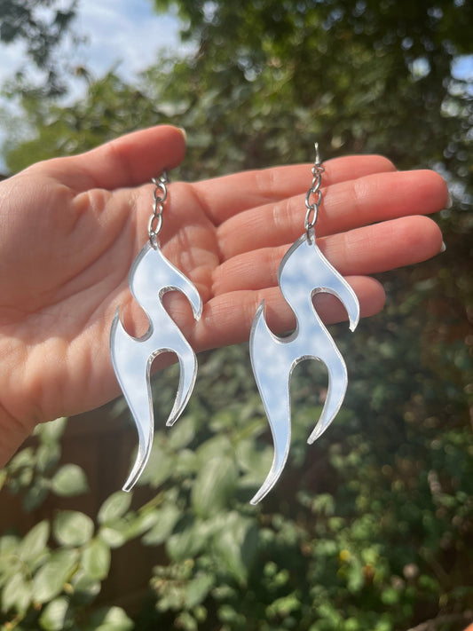 Chrome Flame Earrings